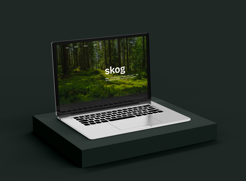 Mockup einer Website auf einem Laptop-Bildschirm, erstellt für das Skog-Projekt.